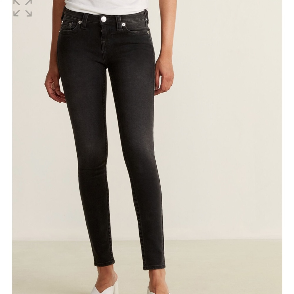 True Religion Halle Mid-Rise Super Skinny Black